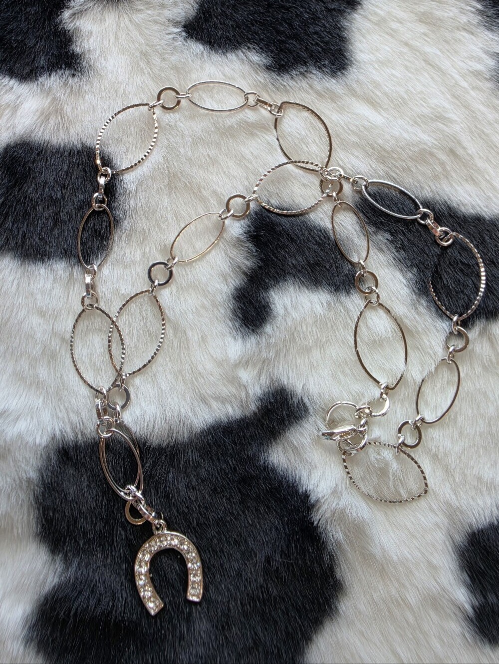 Silver Horseshoe Pendant Chain Necklace